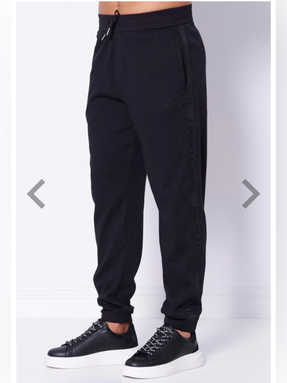 Armani Exchange Black Logo-Trim Joggers